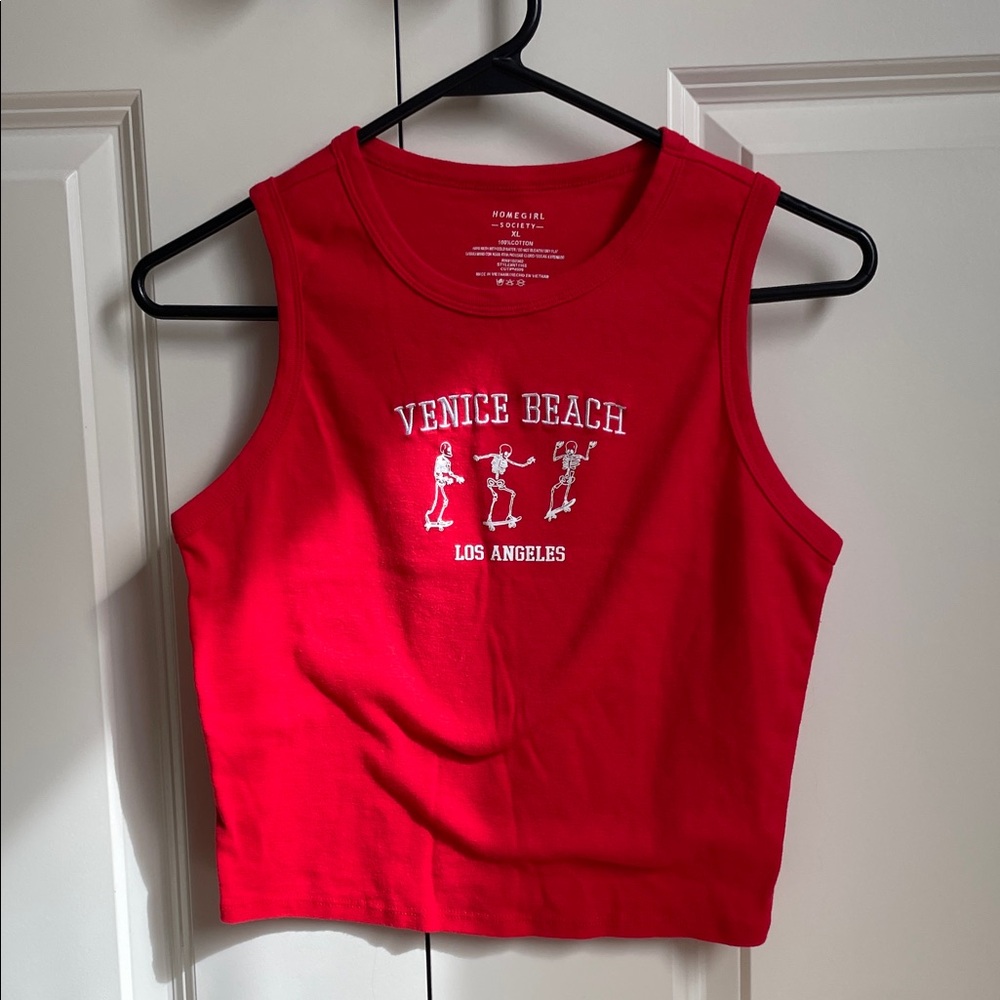 HomeGirl Society - Venice Beach Red Graphic Tank Top - XL - Picture 4 of 5